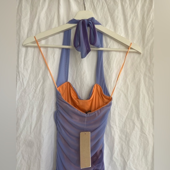 Silence + Noise Purple and Orange Halter Midi Dress Size XS NEW - Picture 4 of 16